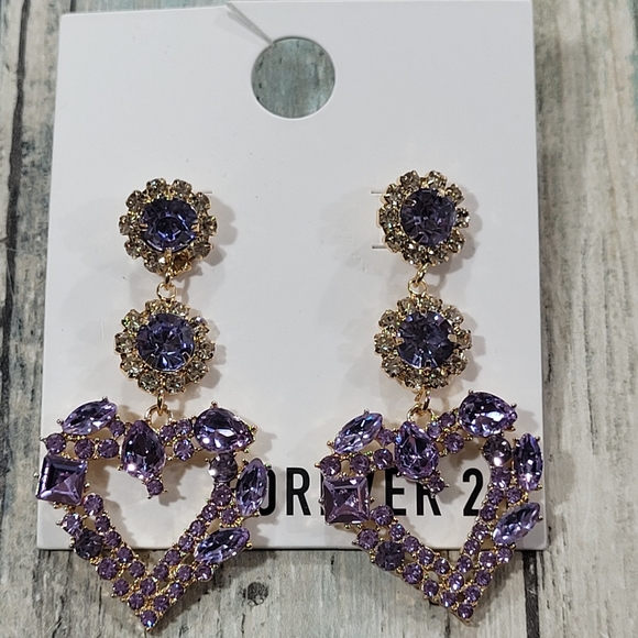 Forever 21 Jewelry - Forever 21 Purple and Gold Ornate Earrings